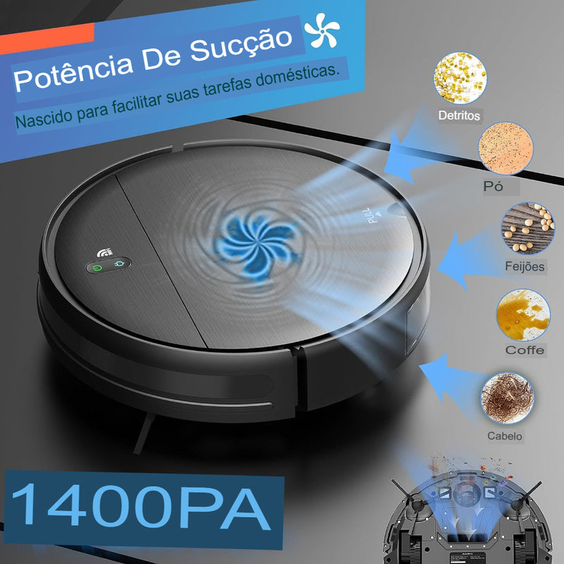 Aspirador de pó inteligente híbrido com autocarregamento e dispositivo de limpeza com IA