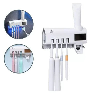 Suporte automático antibacteriano luz UV esterilizador escova de dentes pasta aplicador suporte banheiro