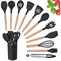 Kit Colher De Silicone Para Cozinha Conjunto De Utensílios De Cozinha De Madeira 12 Peças