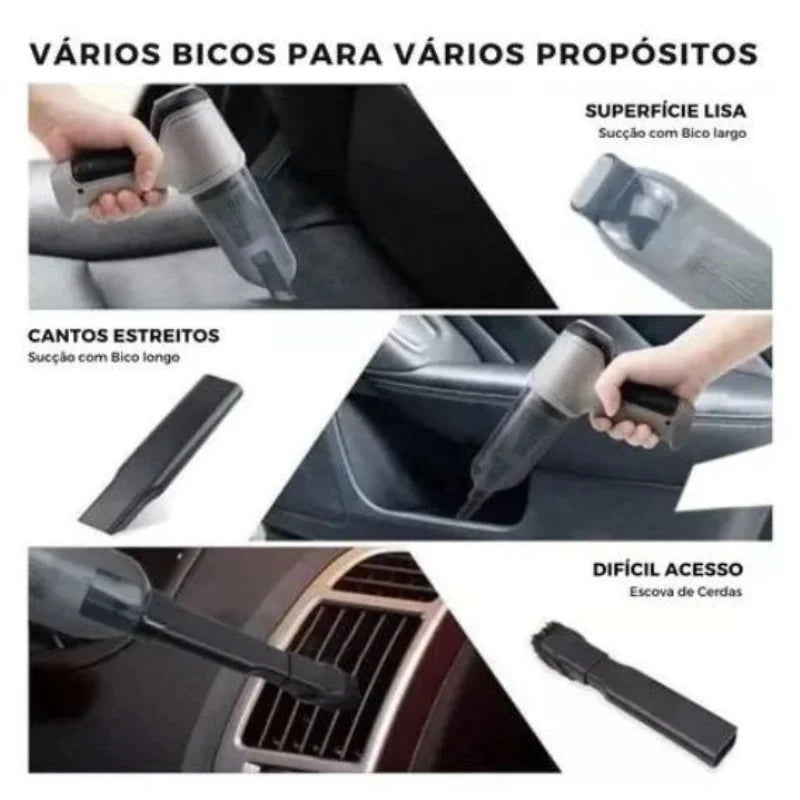 Aspirador de pó sem fio 3 em 1 para carro bivolt 9000Pa mini doméstico e pó de uso duplo