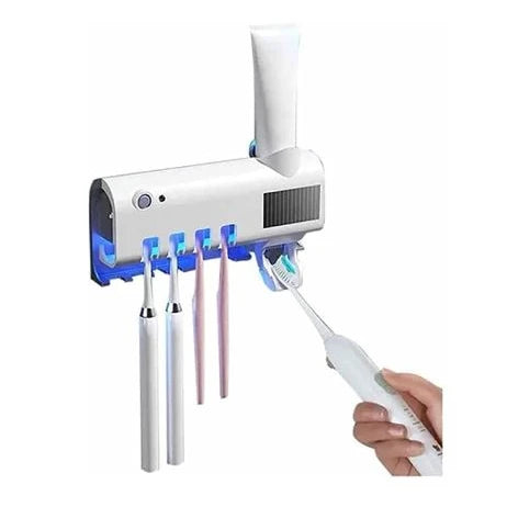 Suporte automático antibacteriano luz UV esterilizador escova de dentes pasta aplicador suporte banheiro