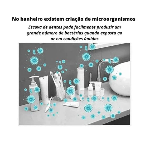 Suporte automático antibacteriano luz UV esterilizador escova de dentes pasta aplicador suporte banheiro
