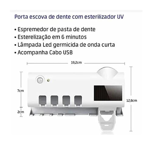 Suporte automático antibacteriano luz UV esterilizador escova de dentes pasta aplicador suporte banheiro