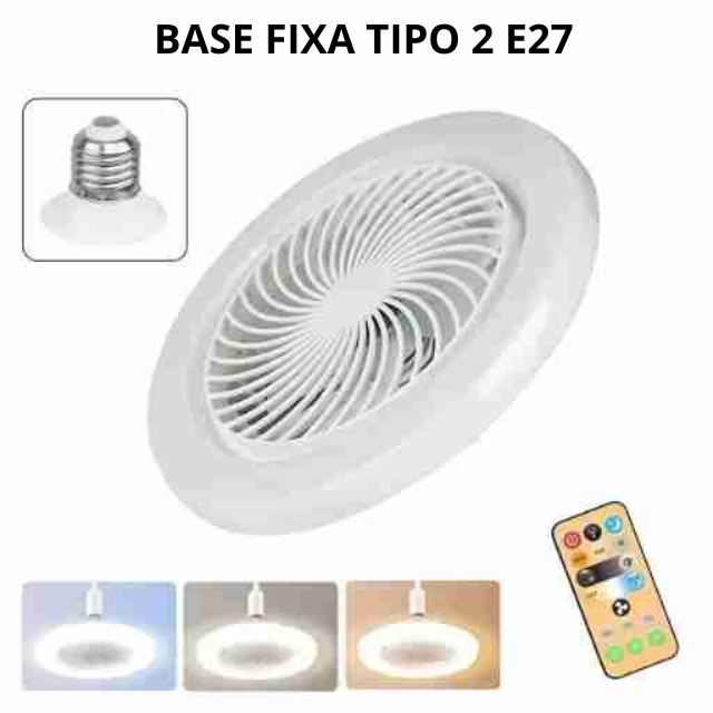 Ventilador de teto inteligente 3 em 1 com controle remoto Lâmpada de iluminação Base de iluminação para quarto e sala de estar