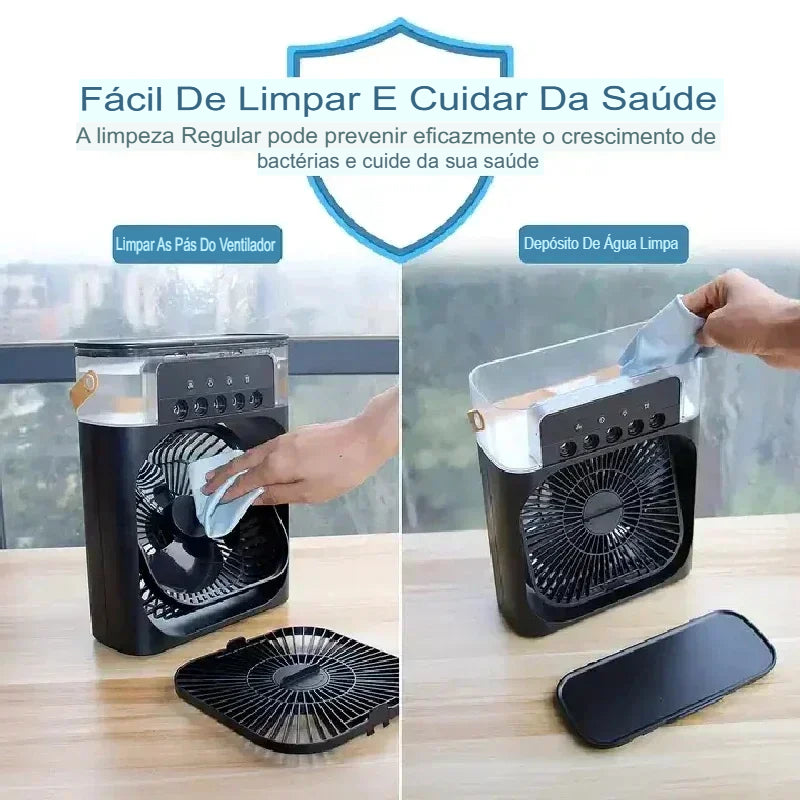 Umidificador de ar doméstico, ventilador portátil, ar condicionado, ventilador elétrico USB, luz noturna LED, névoa de água divertida três em um ventilador USB