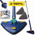 Mop Giratório Limpeza Triangular Mop Banheiro Piso Janela Teto Ajustável 360° com 2 Recargas